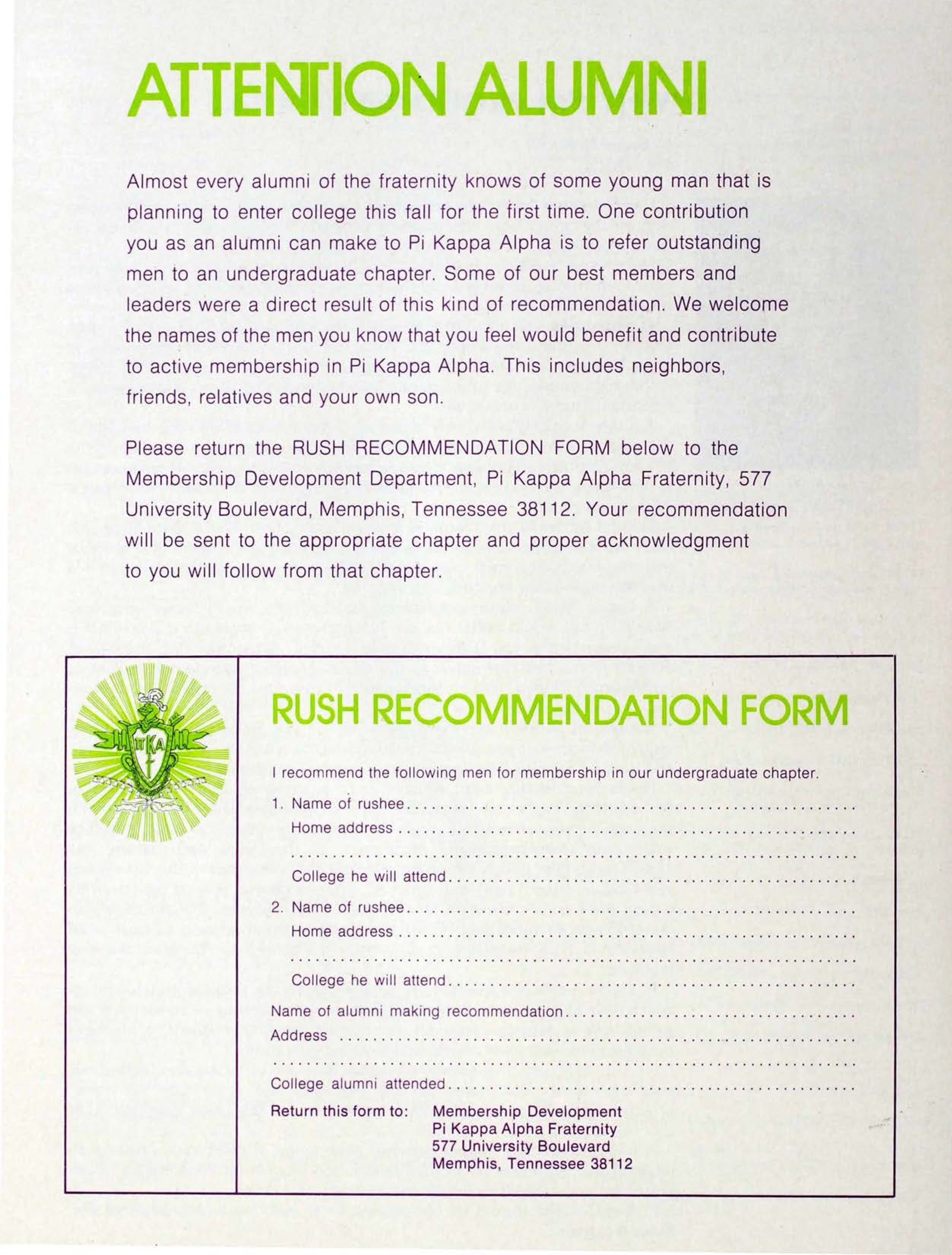 Attention Alumni, September 1971